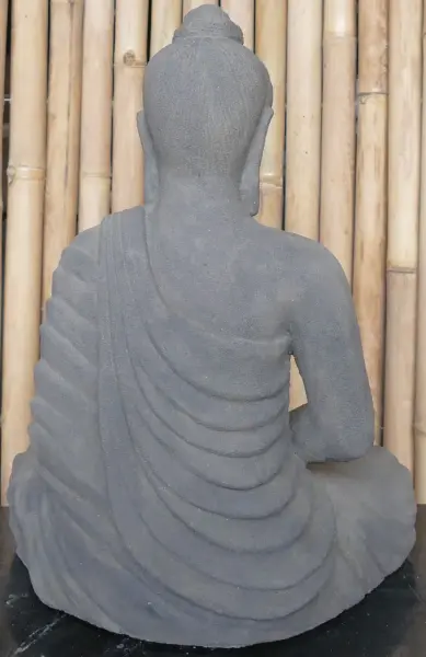 Product image 4 of the product “Sitting buddha, „Gandhara“  cast lava stone, handcrafted & coloured, 50cm height ”